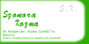 szonora kozma business card
